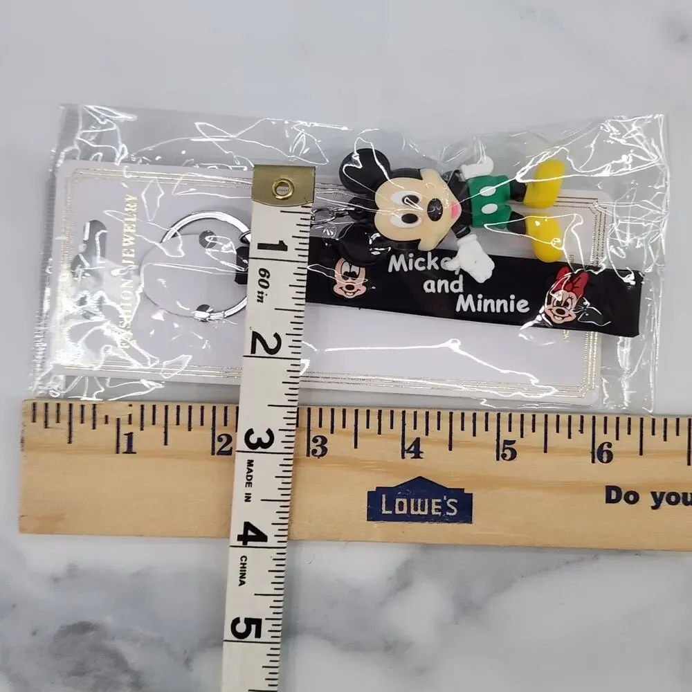 Disney's Mickey Mouse 3D Figure Keychain & Strap Bag Charm PVC Silicone Black